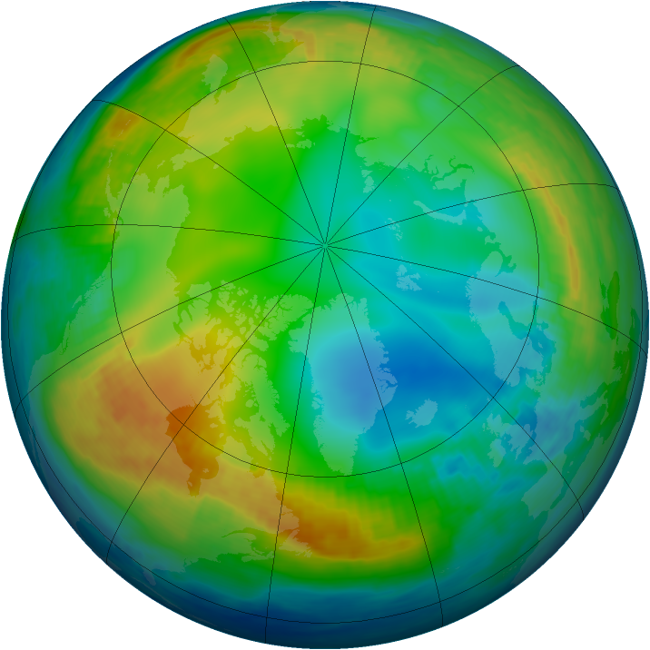 Arctic ozone map for 10 December 1989